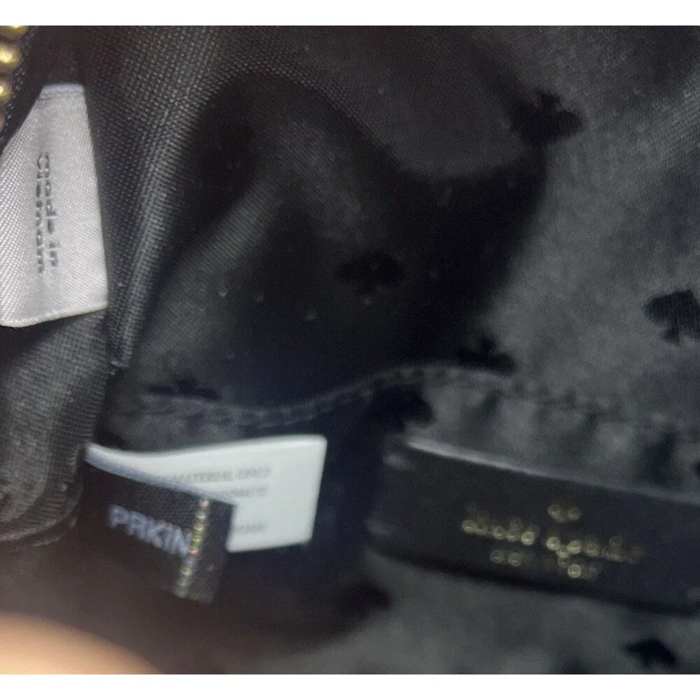 Kate Spade New York Mini Backpack Black White Tweed Gold Zip Spade Print